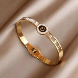Cubic Zirconia letter B design openable bracelet